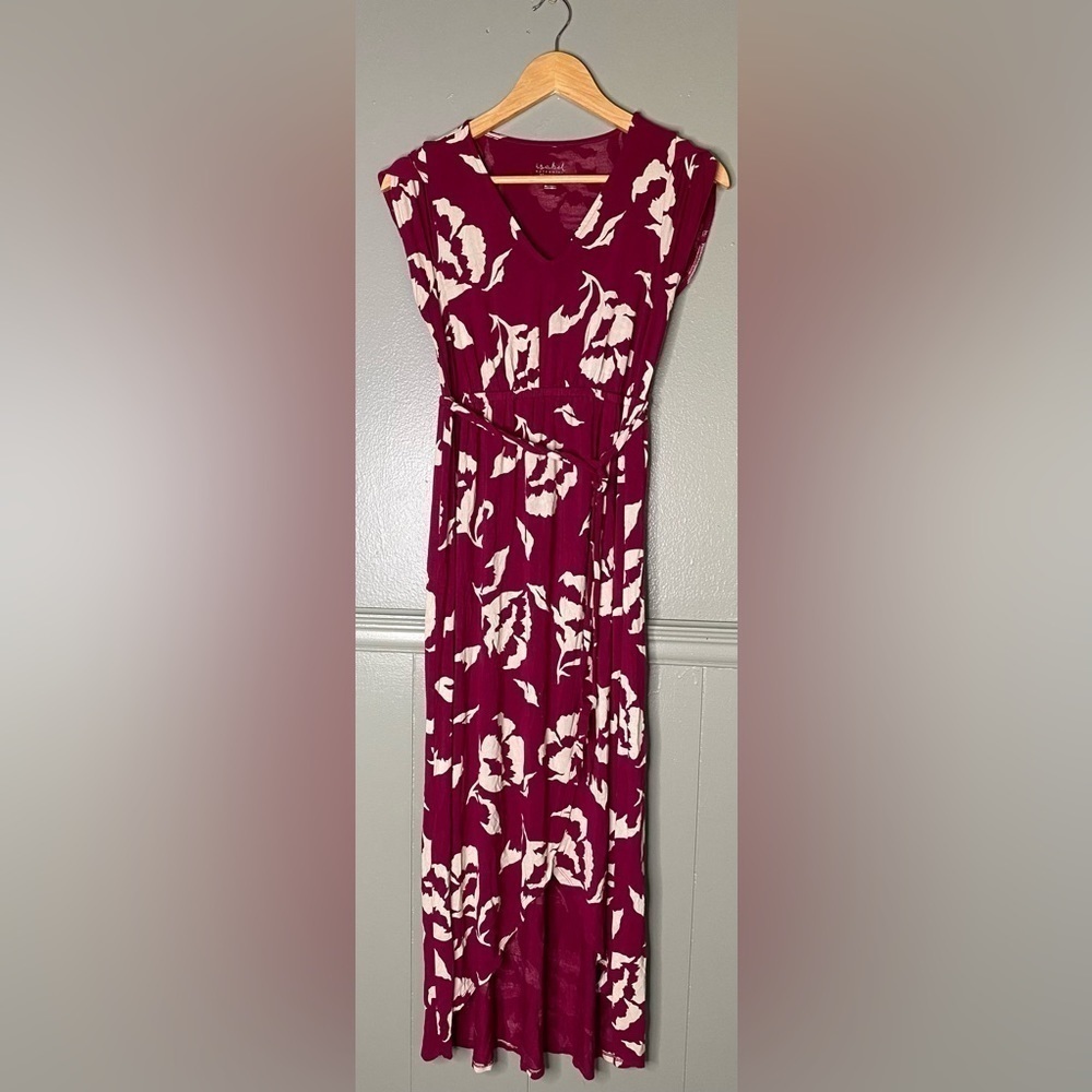 Isabel Maternity Maxi Dress V-Neck High low split hem flutter sleeves XSmall